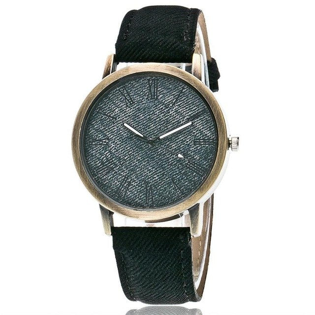 Reloj de pareja masculino y femenino escala romana La denim cinturón punk reloj