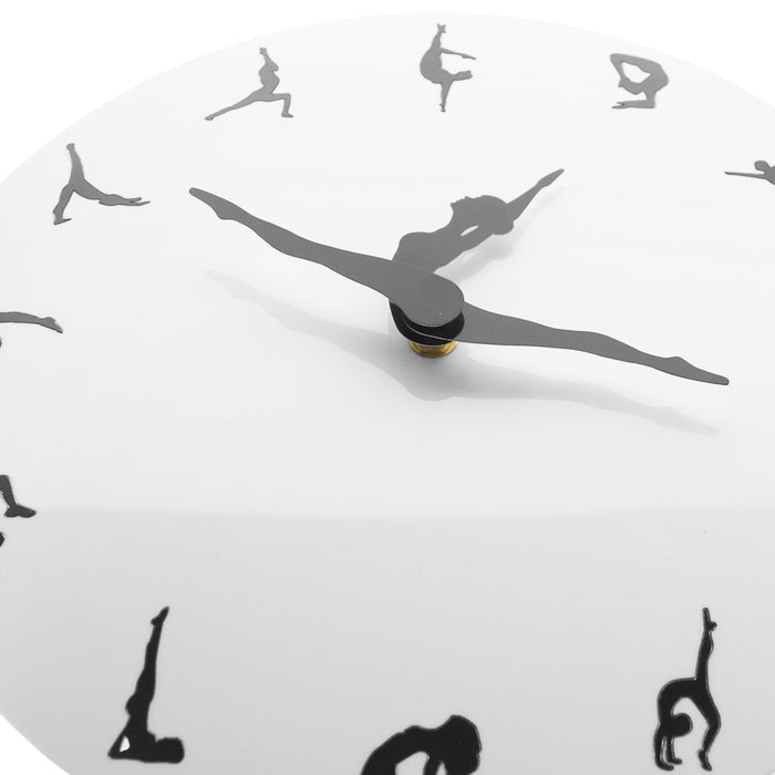 Reloj de pared con posturas de Yoga para gimnasio, Fitness, chica Flexible, reloj moderno silencioso, decoración del hogar, decoración de meditación, estudio de Yoga, regalo relajante