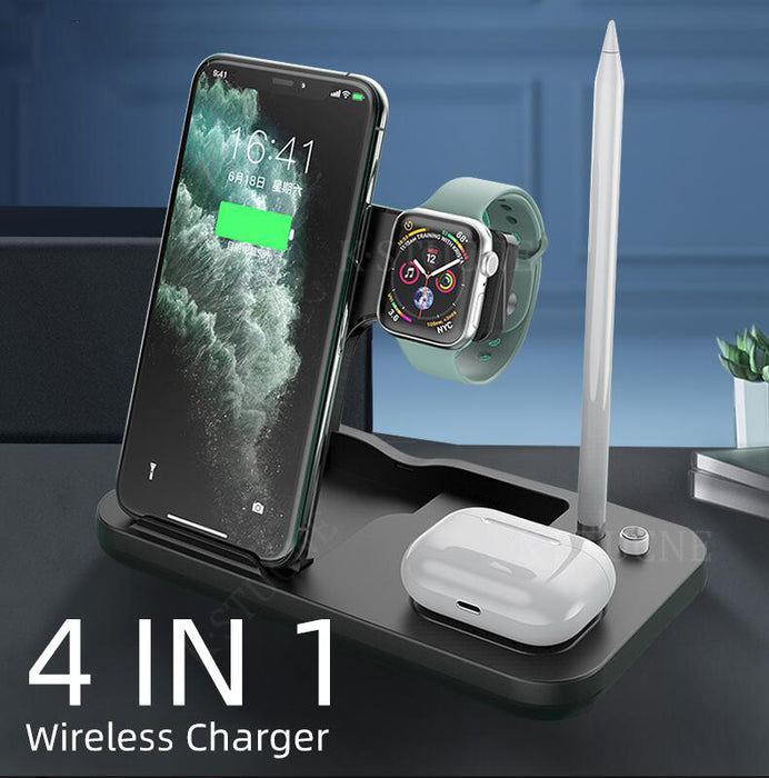 eThings 15W Fast Charge 4 In 1 QI Wireless Charger Dock Station For iPhone 11 12 Pro MAX Apple Watch Airpods Pro Charging Stand - eZthings USA WE SORT ALL THE CRAZIEST GADGETS, GIZMOS, TOYS & TECHNOLOGY, SO YOU DON'T HAVE TO.