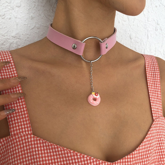 N9556 fotografía callejera exagerada nuevo collar personalidad Correa cuello cadena de cuero hebilla de Metal gargantilla de moda