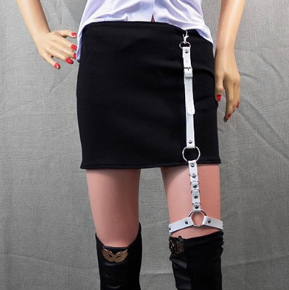 Harajuku Single Strap Clip Leather Punk Suspender Hook adjustable leg ring Handmade Sock Garter Unisex