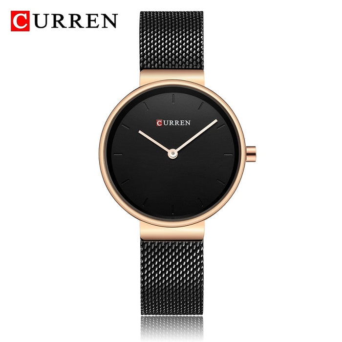 CURREN 9016 relojes azules de moda para mujer, reloj de cuarzo de malla de acero inoxidable, relojes de pulsera simples de lujo para mujer, reloj analógico para mujer 