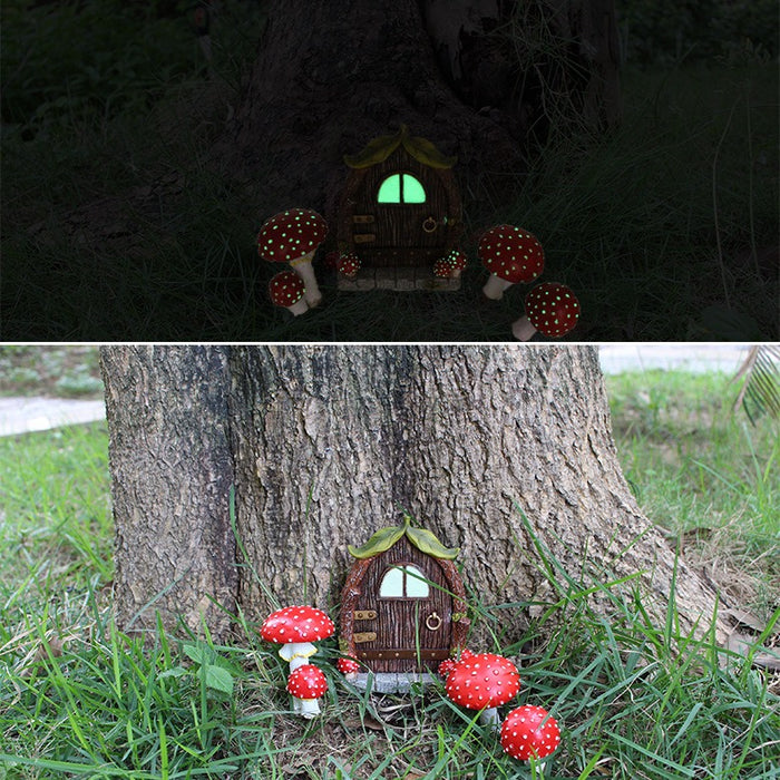 Mushroom Cabin Luminous Resin Crafts Courtyard