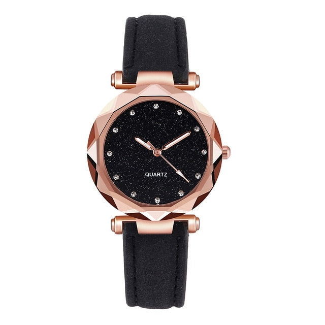 Ladies fashion Korean Rhinestone Rose Gold Quartz Watch Female Belt Watch Women's Watches Fashion Clock Watch Women Watches #A