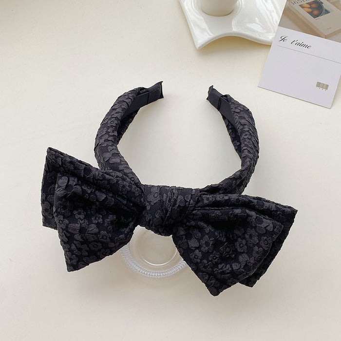 Korean Fashion Headwear Headdress Style Handmade Bowknot Hair Band Headband Black Silk Lace Yarn Hair Accessories for Women