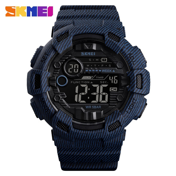 SKMEI 1472 Fashion Sport Watch Men Alarm Clock Cowboy Waterproof Week Display Men Watches Denim Digital Watch relogio masculino