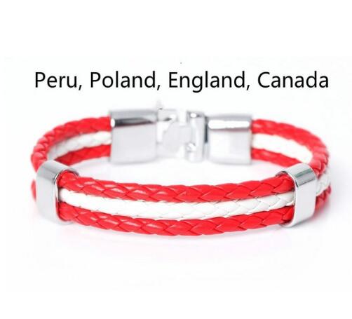 National Flag Leather Bracelets Sports Football Fans Jewelry