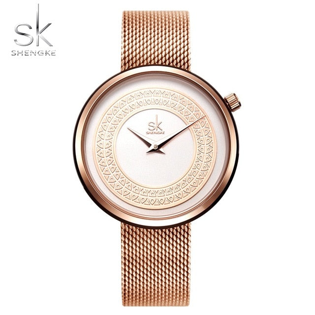 Female Watch Women Metal Mesh Fashion Clock Vintage Design Ladies Watch