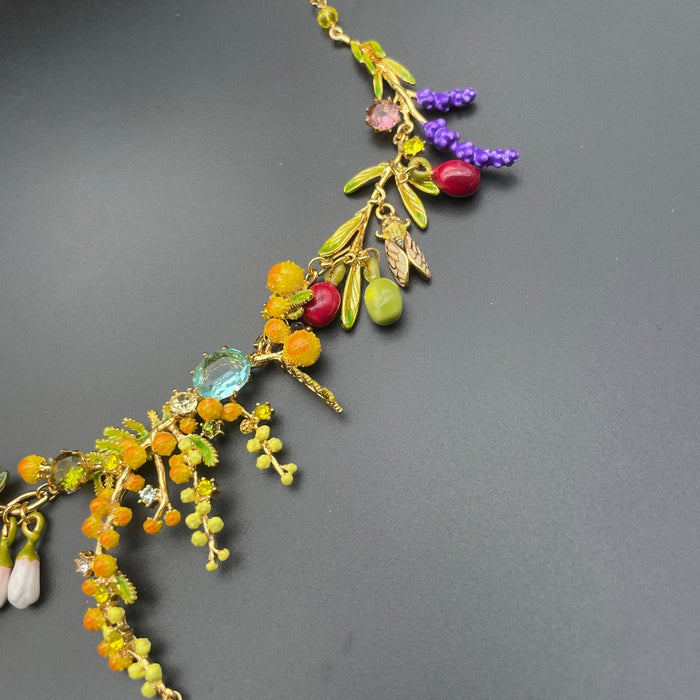 Handmade Enamel Fruity Orange Sweet Orange Lavender Necklace