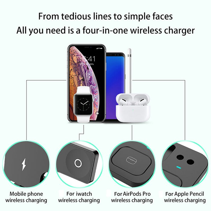 eThings 15W Fast Charge 4 In 1 QI Wireless Charger Dock Station For iPhone 11 12 Pro MAX Apple Watch Airpods Pro Charging Stand - eZthings USA WE SORT ALL THE CRAZIEST GADGETS, GIZMOS, TOYS & TECHNOLOGY, SO YOU DON'T HAVE TO.