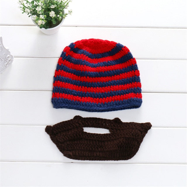 Creative Winter Warm Handmade Knitted Crochet Beard Hat Bicycle Mask Ski Cap Funny Hats Xmas Gift Festival Unisex Beanies