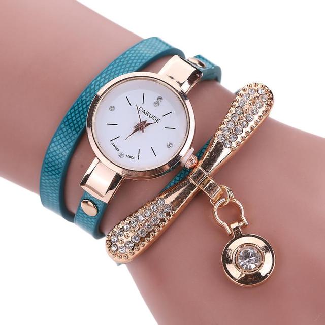 Relojes de mujer, reloj de pulsera informal, reloj de mujer con banda de cuero, reloj de cuarzo analógico con diamantes de imitación, reloj femenino