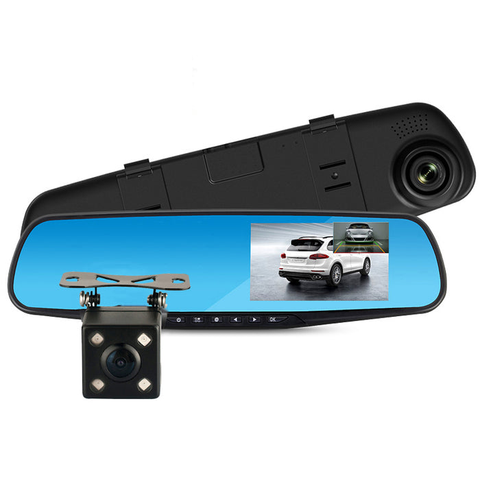 Cámara Dvr para coche Full HD 1080P, grabadora de vídeo Digital con espejo retrovisor automático de 4,3 pulgadas, videocámara de registro de doble lente