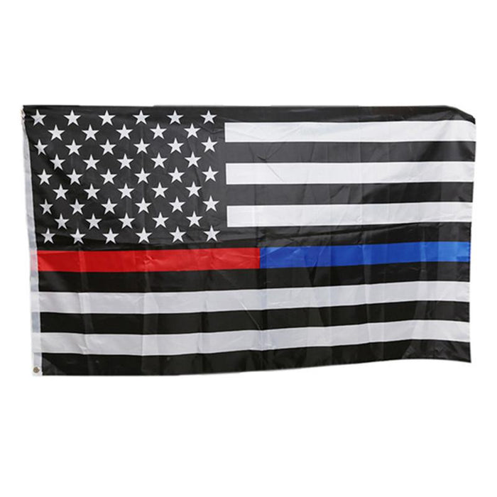 90*150cm USA Police Flags Thin American National Banner White And Blue Stars Printed Strip with Brass Grommets