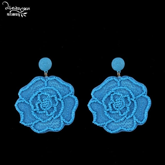 Pendientes étnicos bohemios con flecos y borlas grandes hechos a mano, pendientes llamativos de Cuentas grandes, pendientes colgantes para fiesta, regalo 2019