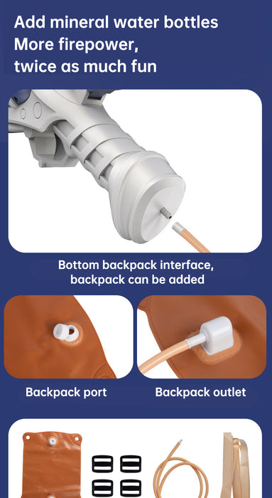 Pistola de agua eléctrica de doble tubo, juego de agua al aire libre y juguete de guerra