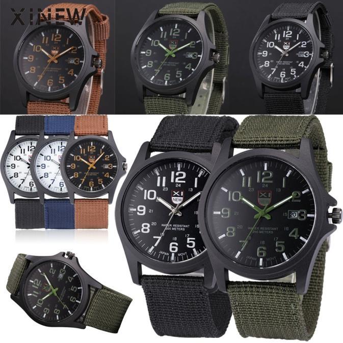 XINEW marca al aire libre para hombre fecha acero inoxidable militar deportes analógico cuarzo ejército reloj de pulsera