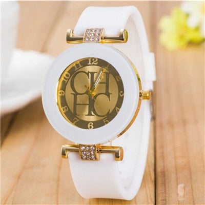 Nuevo reloj de cuarzo informal de marca Geneva de cuero simple, relojes de silicona de cristal para mujer, reloj de pulsera femenino 