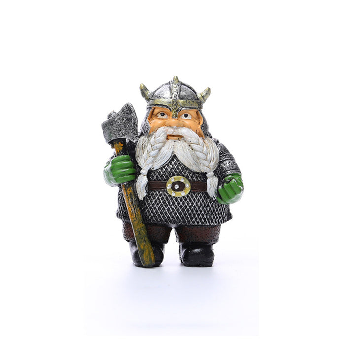 Viking Dwarf Dwarf Goblin Victor Take Axe Take Hammer Garden Resin Crafts Ornaments