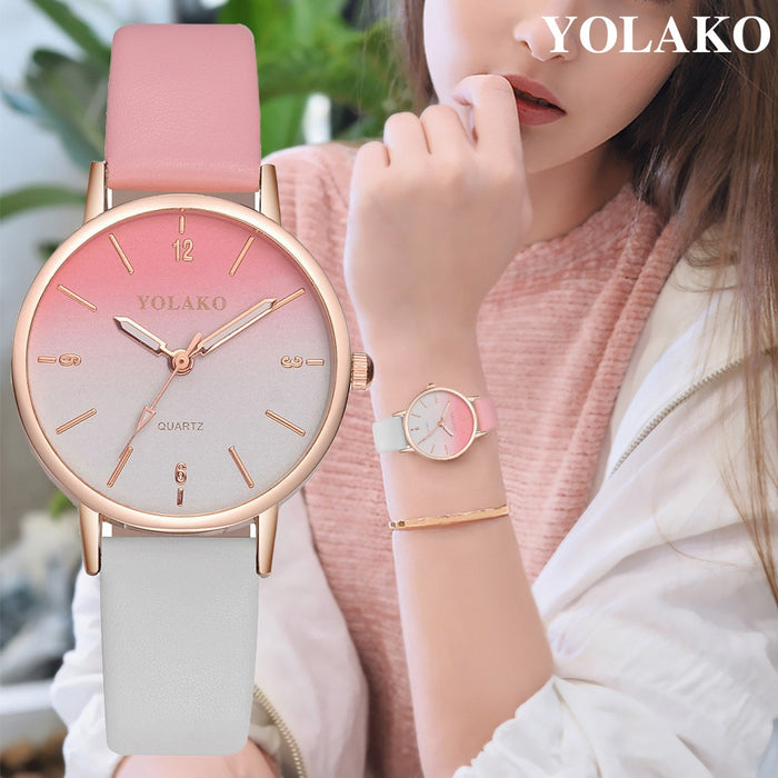 Reloj de cuarzo de cuero de marca para mujer, reloj de pulsera a la moda para mujer, reloj femenino masculino W50 