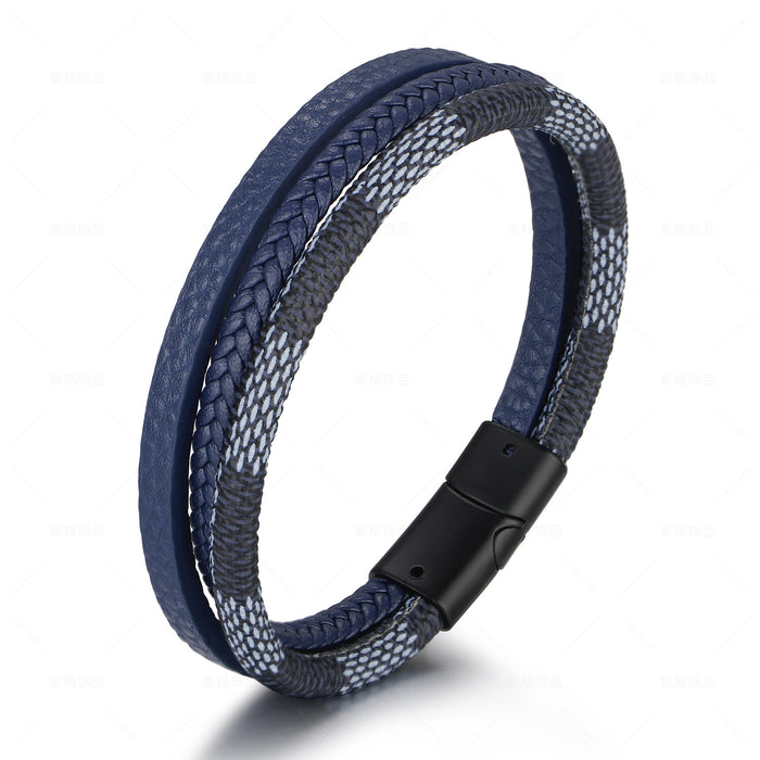 Original Retro Old-Fashioned Leather Bracelet Unisex Multi-Layer Hand-Woven Magnet Buckle Bracelet