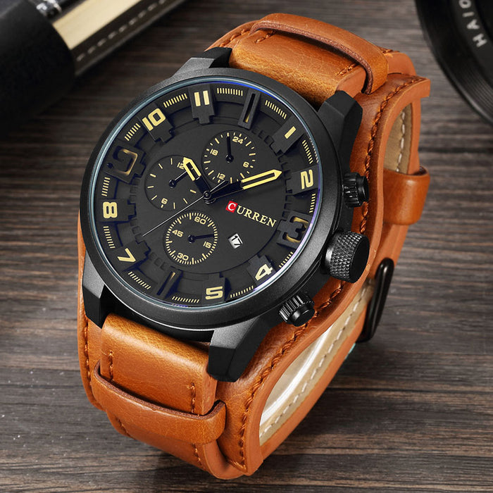 CURREN Mens Watches Military Sports Men Watch Quartz Date Clock Casual Leather Wrist Watch Relogio Masculino 8225