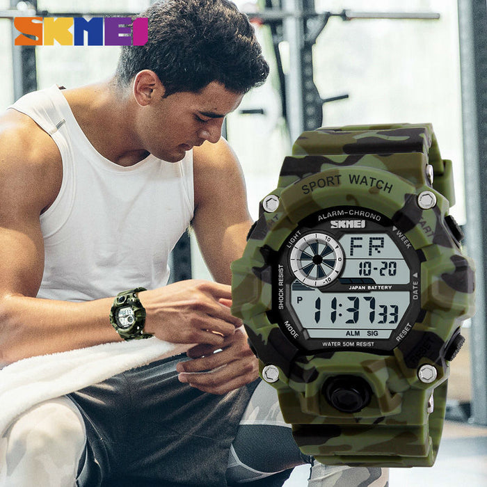 SKMEI 1019 Reloj deportivo para exteriores, Reloj despertador para Hombre, 5bar, relojes militares resistentes al agua, pantalla LED, Reloj Digital de choque, Reloj para Hombre