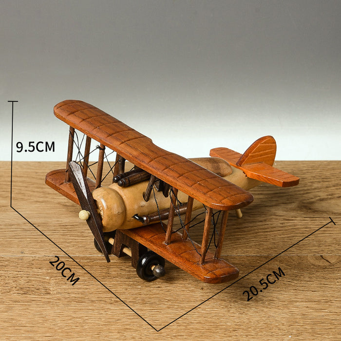 Vintage Wood Aircraft Decoration Creative Home Tabletop Model Aircraft Decoration Wooden Crafts