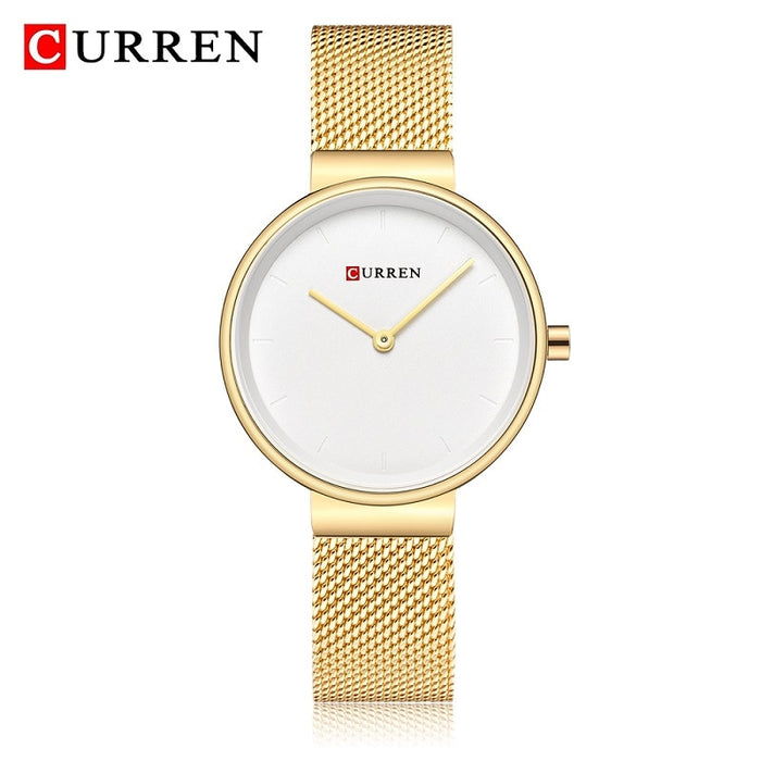 CURREN 9016 relojes azules de moda para mujer, reloj de cuarzo de malla de acero inoxidable, relojes de pulsera simples de lujo para mujer, reloj analógico para mujer 