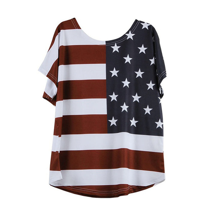 Ropa mujer moda camisa layds talla grande estampado suelto estrella raya bandera de EE. UU. América camiseta 