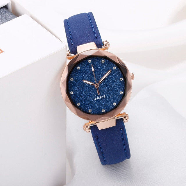 Ladies fashion Korean Rhinestone Rose Gold Quartz Watch Female Belt Watch Women's Watches Fashion Clock Watch Women Watches #A