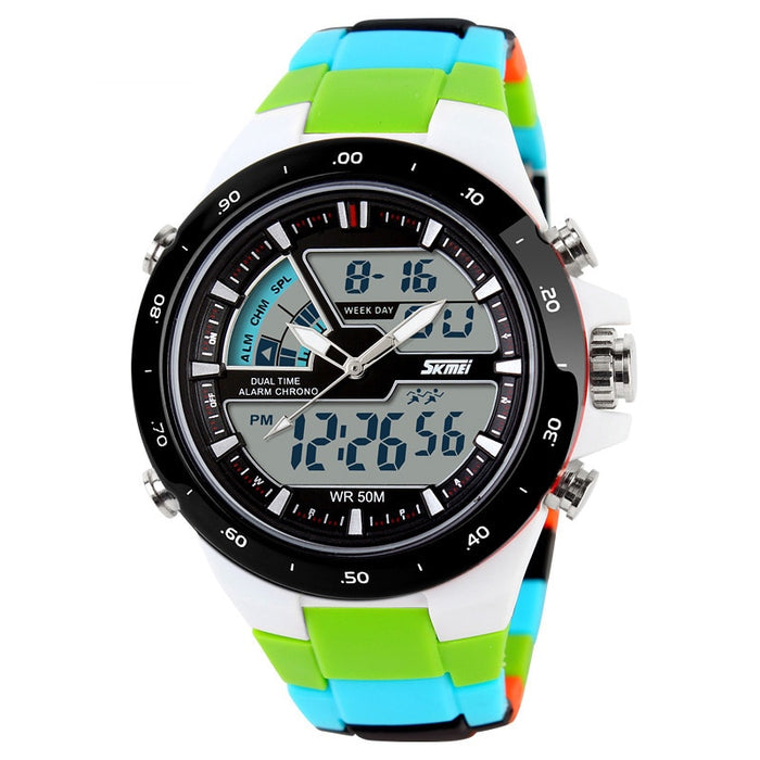 Reloj deportivo SKMEI 1016, reloj despertador informal a la moda para hombre, reloj de pulsera con pantalla Dual militar resistente al agua, reloj Masculino 