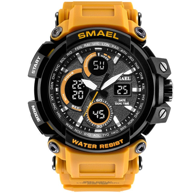 Reloj militar de camuflaje SMAEL, reloj de pulsera deportivo para hombre con pantalla de doble horario resistente al agua, relojes de cuarzo analógicos digitales para hombre 1708