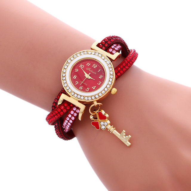 Reloj de pulsera con pulsera de diamantes y candado para mujer 