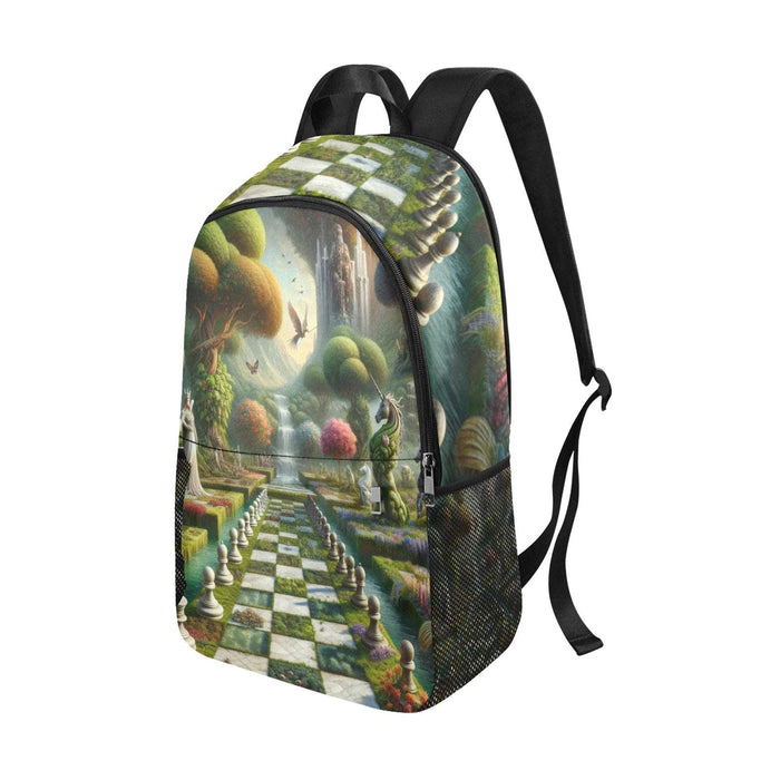 The sophistication of the Garden of Chess Fan Club Fabric Backpack with Side Mesh Pockets (1659)