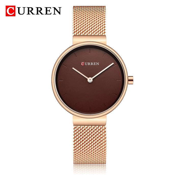 CURREN 9016 relojes azules de moda para mujer, reloj de cuarzo de malla de acero inoxidable, relojes de pulsera simples de lujo para mujer, reloj analógico para mujer 