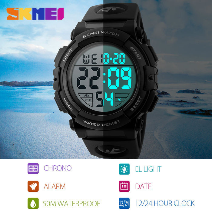 SKMEI 1258 Chrono Men Watch Top Luxury Brand Sport Watch Electronic Digital Male Wrist Clock Man 50M Waterproof Men's Watches 1258