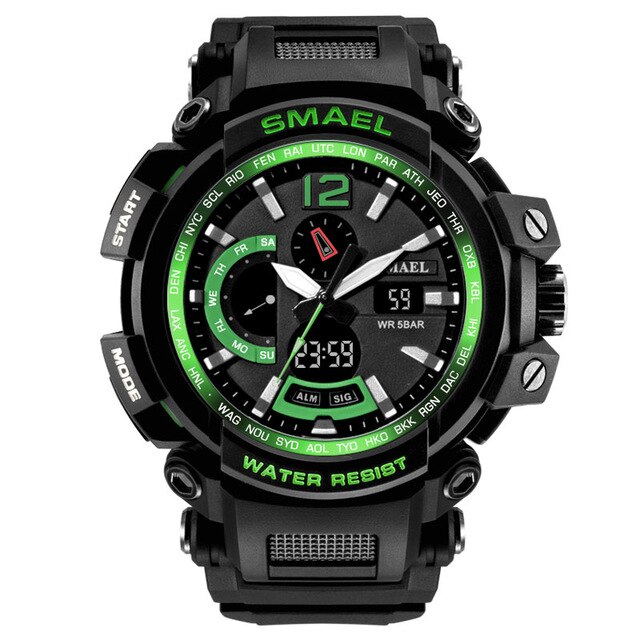 SMAEL 1702, reloj deportivo de lujo de la mejor marca, relojes digitales para hombre, 5bar, relojes de pulsera militares resistentes al agua con pantalla Dual, reloj Masculino