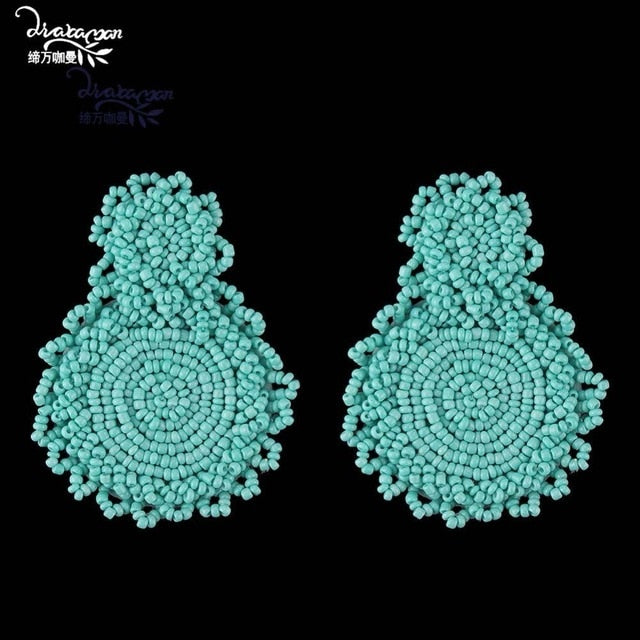 Boho Ethnic Large Tassel Fringe Earrings 2019 Handmade Big Beads Statement Earrings Party Dangle Drop Earrings Gift