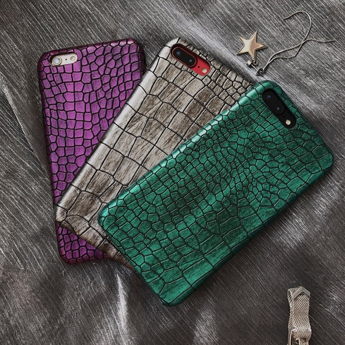 3D Crocodile Phone Case For iPhone 8 X S XS 7Plus Cool Leather Pattern Case