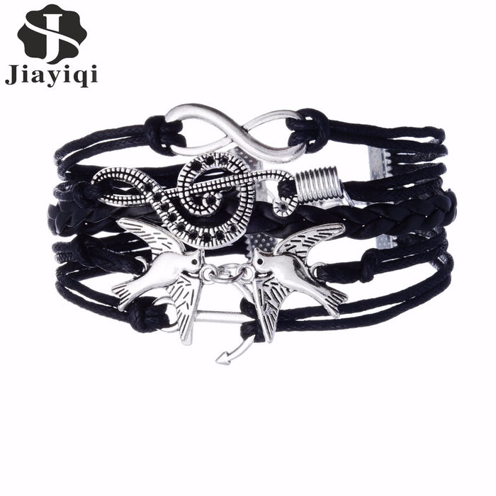 Jiayiqi New Genuine Leather Charm Bracelet Cuff Braided Wrap Bracelet & Bangles Fashion For Women Men Gifts