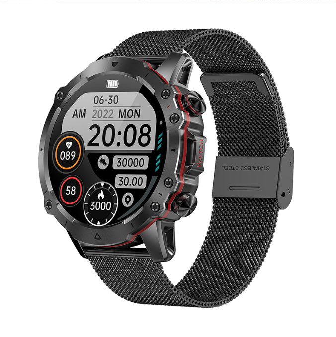 Reloj inteligente eThings AK56, llamada de voz Bluetooth de alta definición, tres prevención para exteriores, monitorización de la frecuencia cardíaca y la presión arterial 