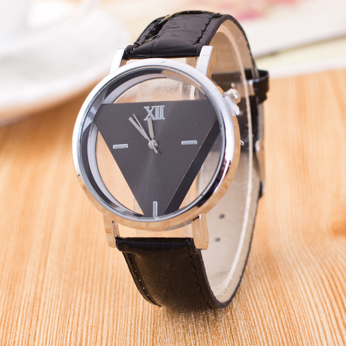 Jingshi Simple Harajuku Watch Personality Fashion Double Sided Hollow Through Bottom Korean Trend Student Triangle Watch