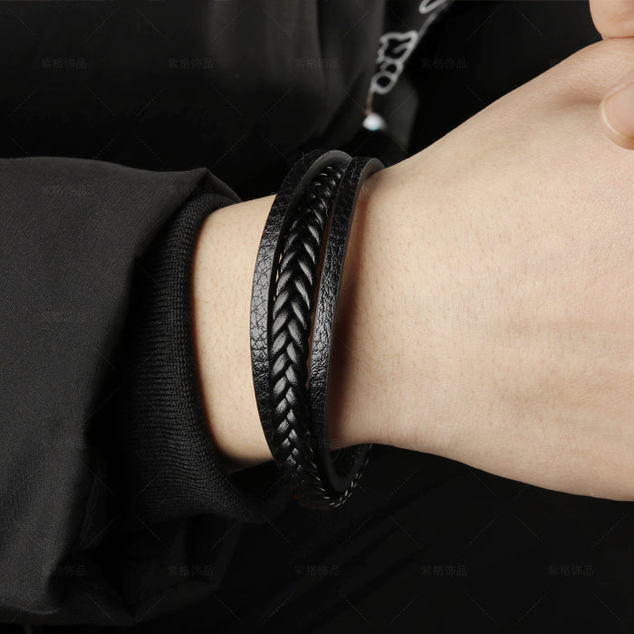 Original New Vintage Leather Rope Braided Bracelet Ethnic Wind Magnetic Buckle Men's Bracelet