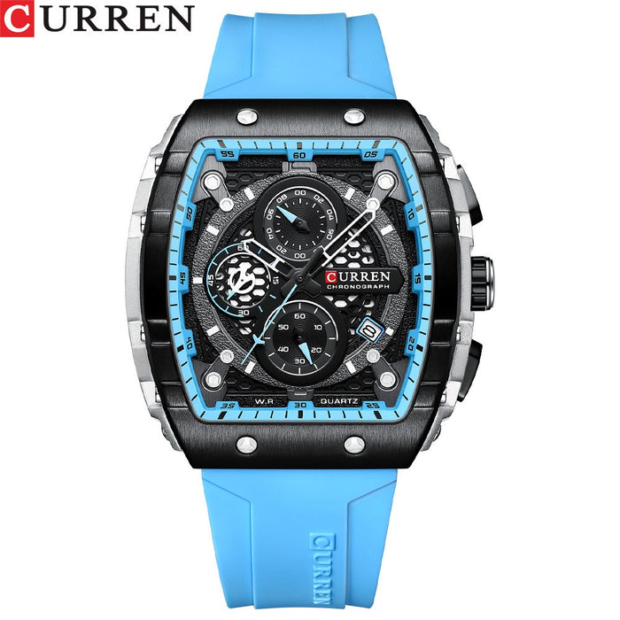 CURREN 8442 Reloj multifuncional para hombre con cinta de calendario de cuarzo de seis agujas resistente al agua para hombre