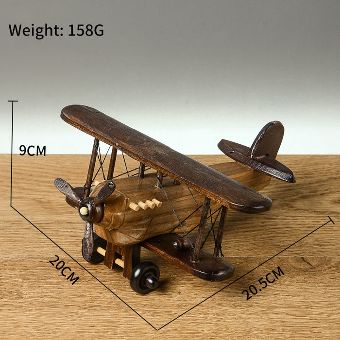 Retro Wooden Aircraft Ornaments Creative Home Desktop Aircraft Model Decorative Ornaments Wooden Crafts