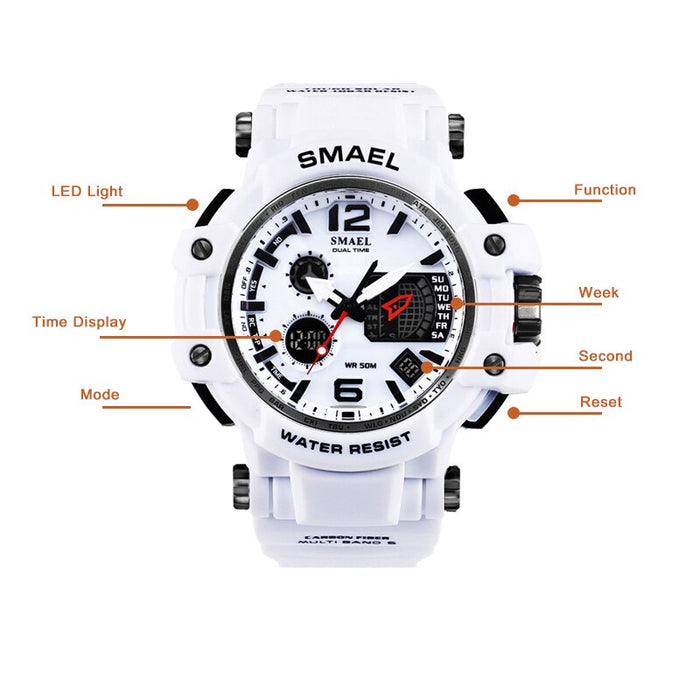 SMAEL 1509 Men Quartz Digital Watch Mens Sport Watches Electronic Military Wrist watch Male Waterproof Clock  Relogios Masculino