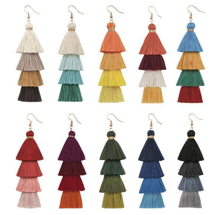 Handmade Tassel Earrings Women's European And American National Style Long Earrings Bohemian Fashion Earrings