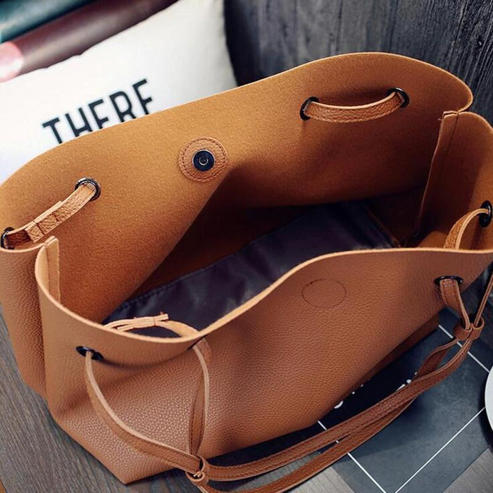 Soft Leather Women Bag Set Female Shoulder Bags