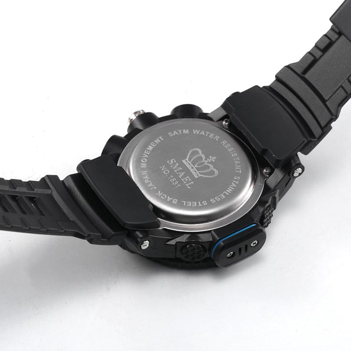 Relojes deportivos para hombre SMAEL 1531, reloj con pantalla dual, relojes de cuarzo electrónicos analógicos digitales LED para hombre, reloj masculino resistente al agua hasta 30M